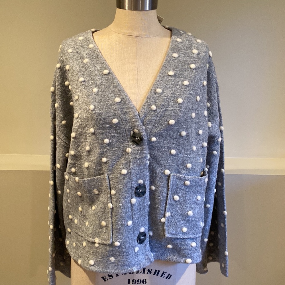 Madewell Texture & Thread Gray Bobble Cardigan L - image 4